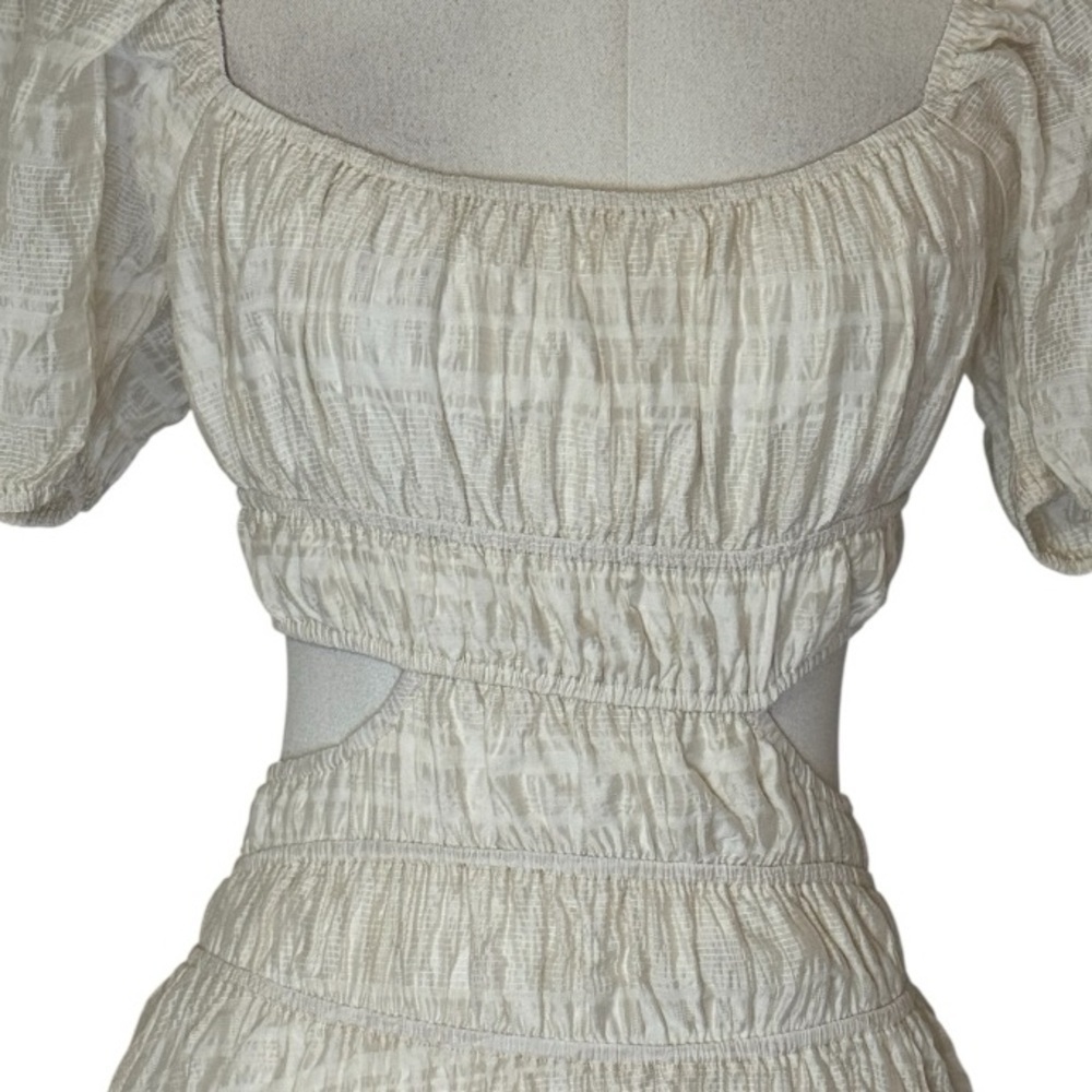 SABO‎ Cream Ivory Puff Sleeve Mini Dress XS Sun Sundress Boho Country Concert - Picture 6 of 9